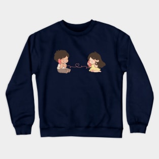 Chibi couple on a phone call Crewneck Sweatshirt